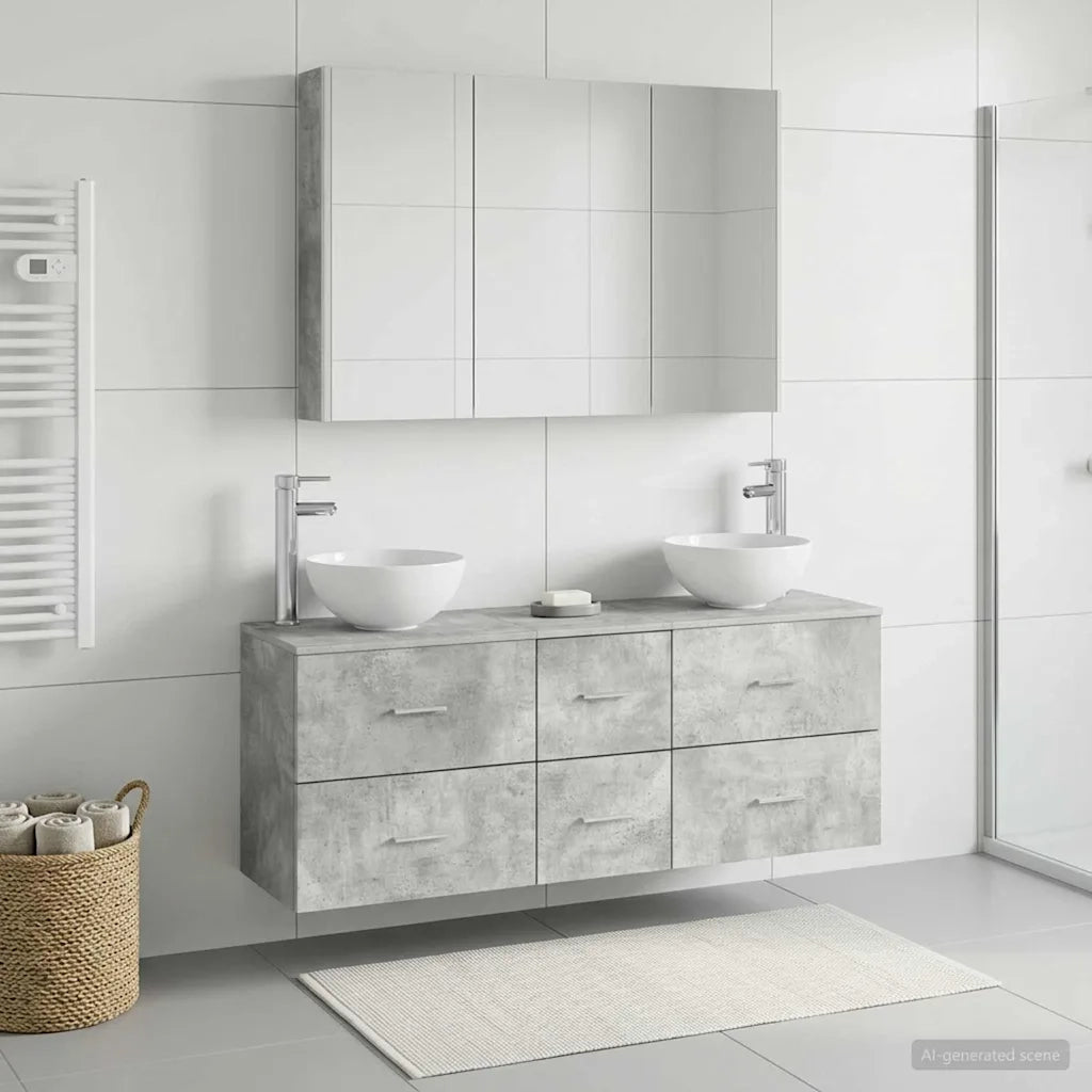 Set di mobili per il bagno 4 pcs Grigio Cemento 3406706