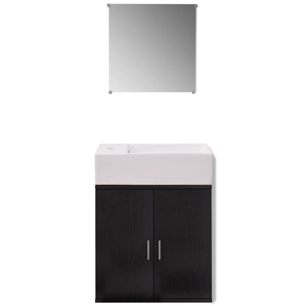 Set Mobili da Bagno e Lavandino 3 pz Nero