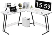 Scrivania a forma di L 130 x 130 cm con sostegno per monitor - Tavolo da gioco ergonomico per ufficio e casa