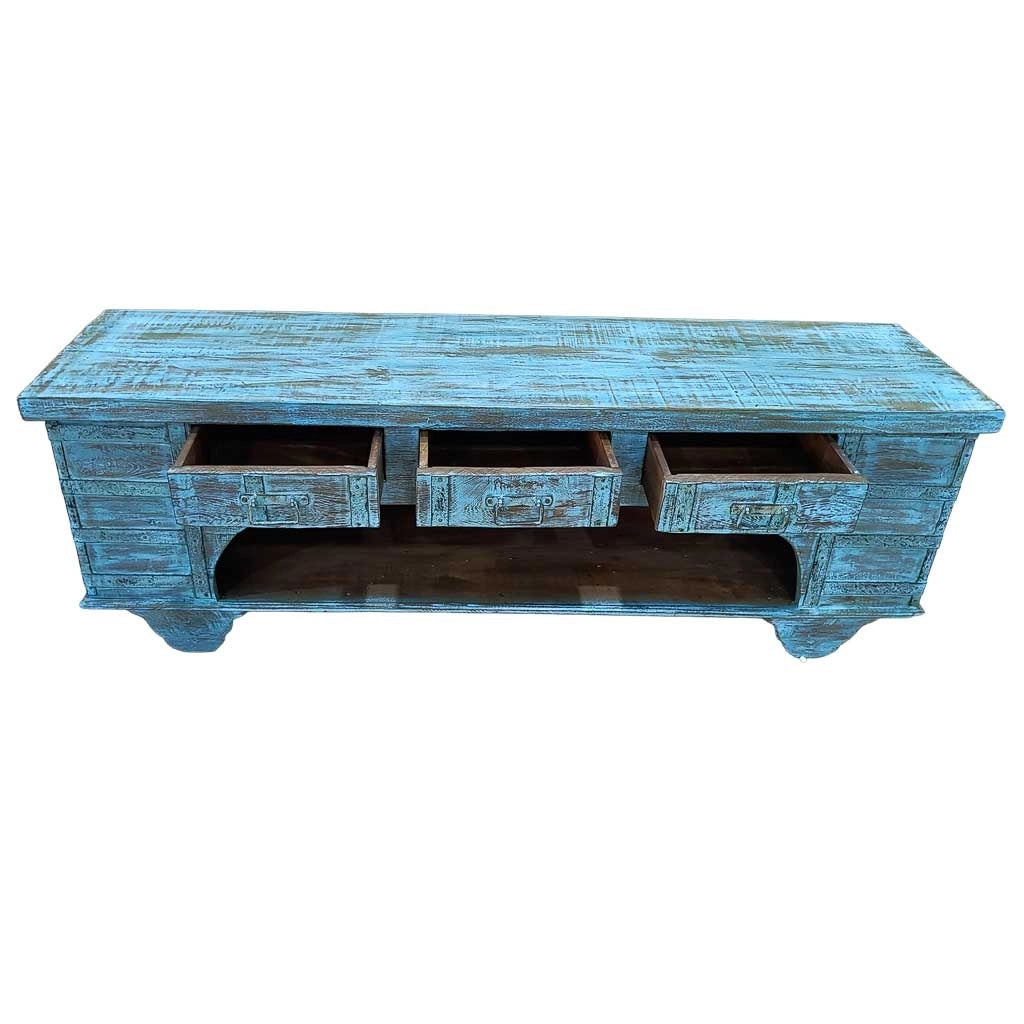 Mobile basso artigianale in legno 165-175x45x57h cm