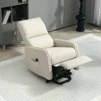 Poltrona Alzapersona Elettrica Reclinabile con Telecomando e Tasca in Tessuto, Beige