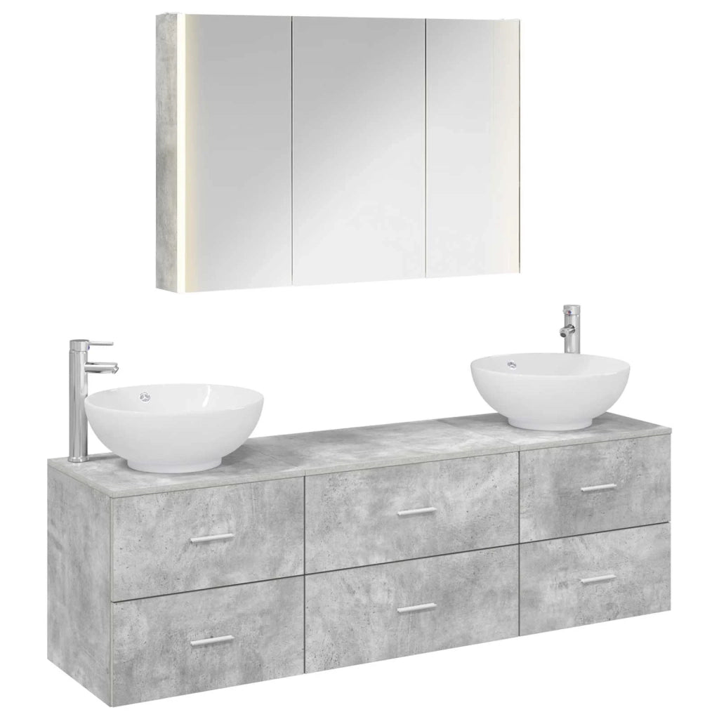 Set di mobili per il bagno 4 pcs Grigio Cemento 3406946