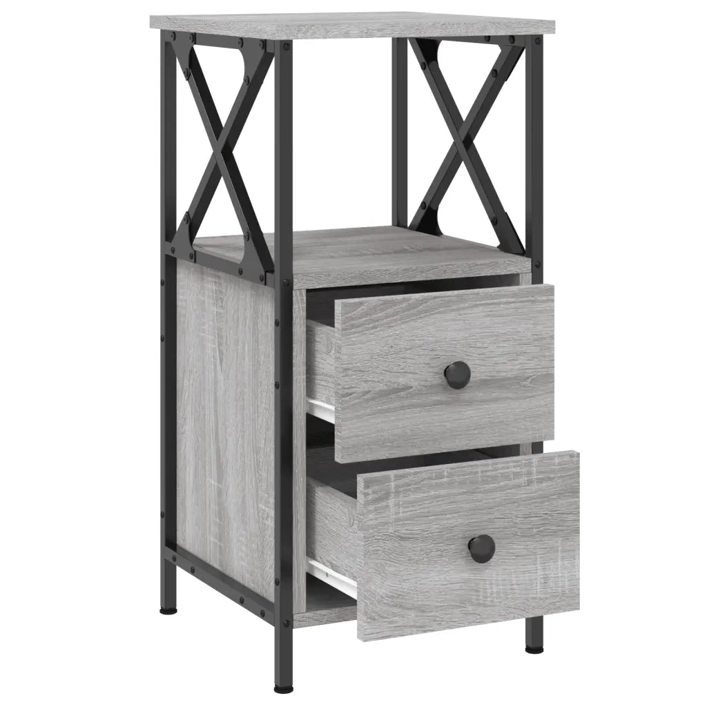 Comodini 2 pz-Set di 2 Tavolino da notte Grigio Sonoma 34x35,5x70 cm in Legno Multistrato