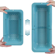 Sfregiatore per tegami - Lava verdure e frutta, lascia sgocciolare pasta cotta - Estensibile - Accessori da cucina (20W x 37~49L x 7H) cm - Bluverde