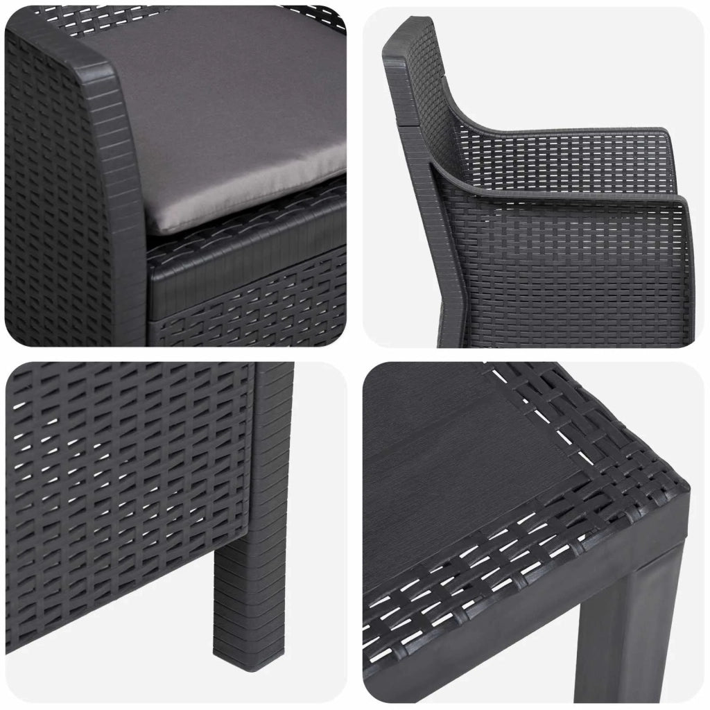 Set di relax con cuscino 3 pz | Set Salotto da Giardino Antracite PP