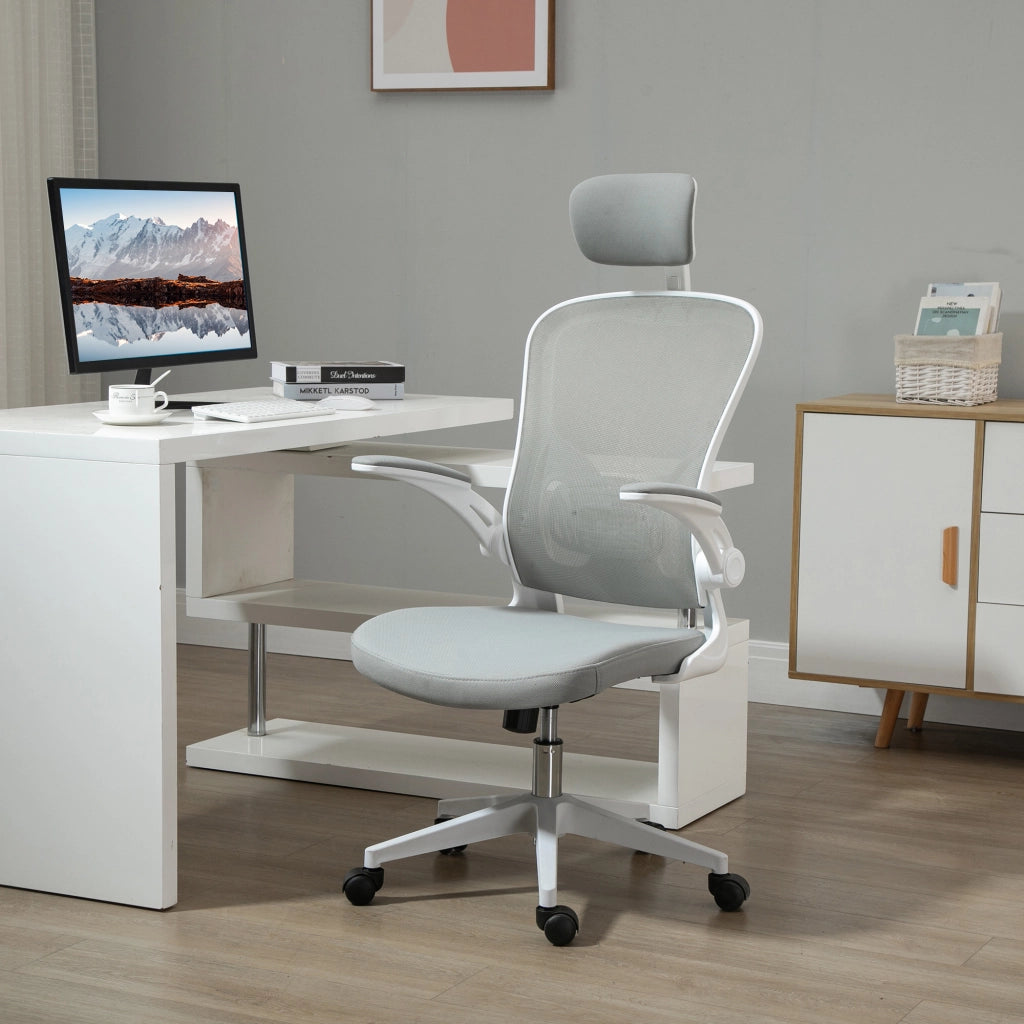 Sedia da ufficio ergonomica con schienale alto e supporto lombare ¨C Minimal ¨C Grigio 65x64x114-122 cm