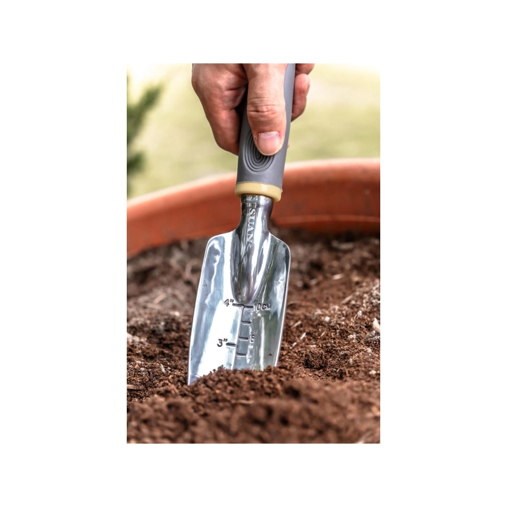 Set di 3 attrezzi da giardino - Suan - Forca, rastrello per fiori e trapiantatore - Alluminio