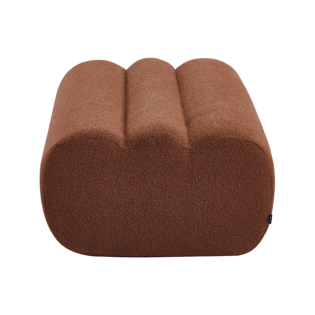 Pouf, poggiapiedi per poltrona nova in bouclé testurizzato, terracotta