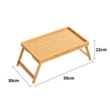 OWIJI Vassoio Letto Pieghevole Bamboo Multifunzionale Colazione Dimensioni 50 x 30 x 22 cm Relax Design Naturale