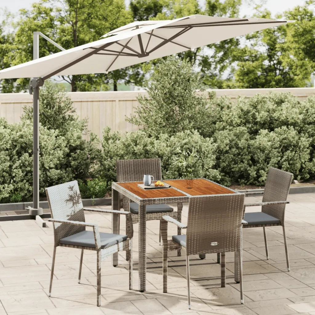 Set da Pranzo da Giardino 5 pz con Cuscini in Polyrattan Grigiocod mxl 76454