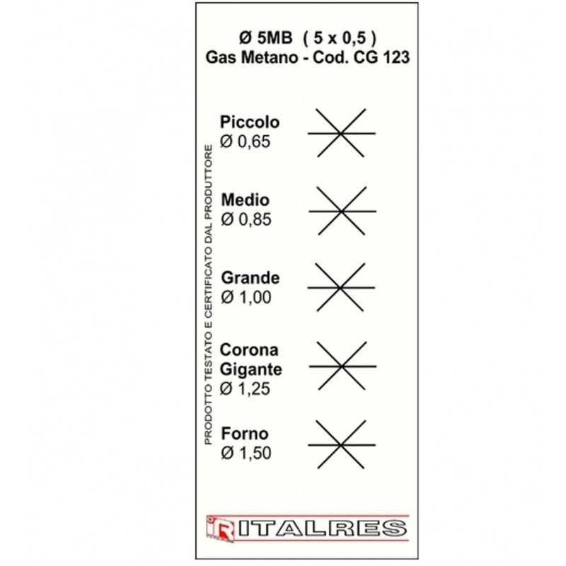 SERIE 5PZ UGELLI SPRUZZI 5 MB METANO FORNELLI CUCINE UNIVERSALE PASSO 5MB - UNIVERSALE