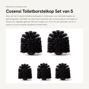 Set di pennelli per il water di 5 pezzi - Ø 8 cm - Altezza 10 cm - Viti a vite interna 12 mm - Nero - Pennello per il water