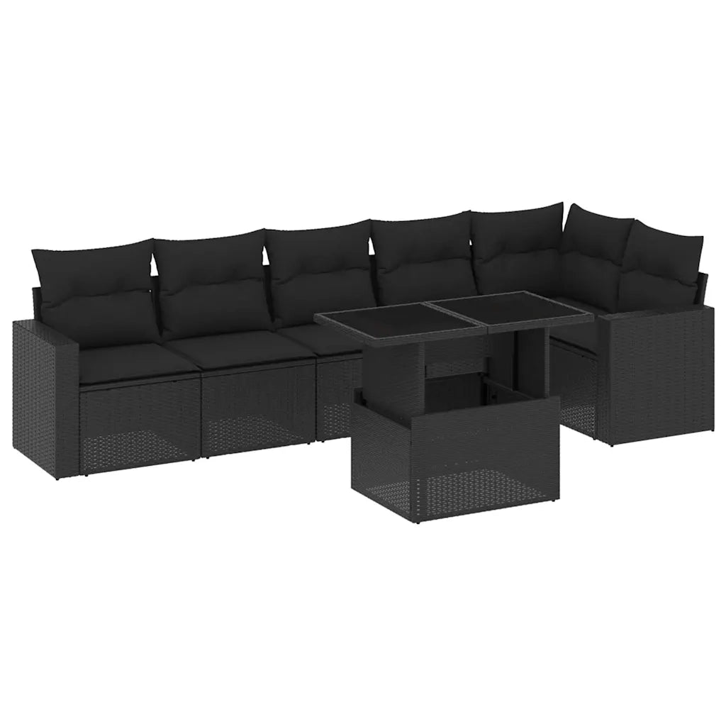 Set Divani da Giardino con Cuscini 7pz Nero Polyrattan 3267285