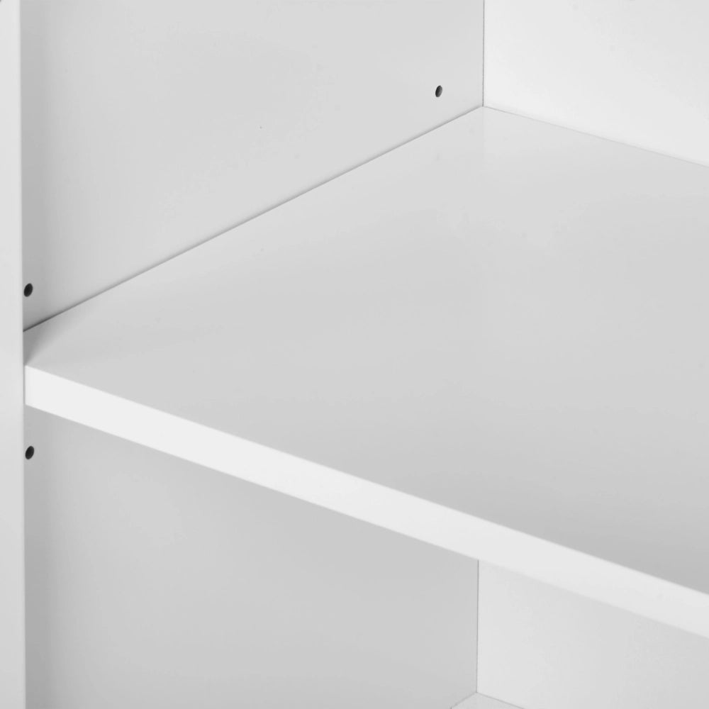 Mobiletto per bagno MDF con scaffali in bambù spazio di archiviazione arredamento per bagno bianco e legno chiaro