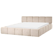 Letto minimalista in tessuto con testiera imbottita bianco sporco 180 x 200 cm stile scandinavo