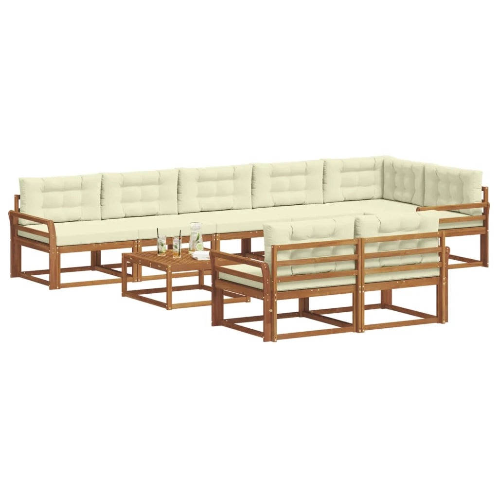 Set di divani da esterno con cuscino 9 pcs Naturale e Crema
