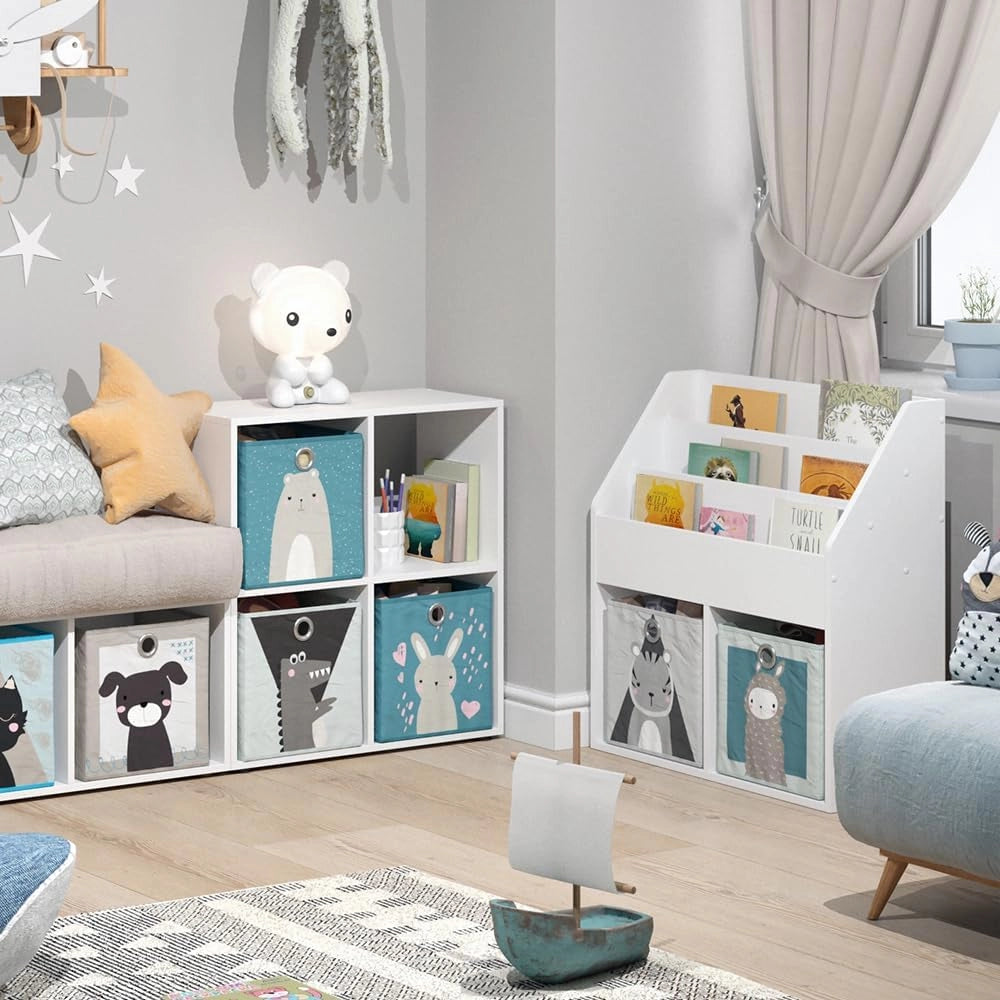 Libreria bambini Luigi, Bianco, 72 x 79 cm Senza box pieghevole, combinabile per riporre libri e giocattoli