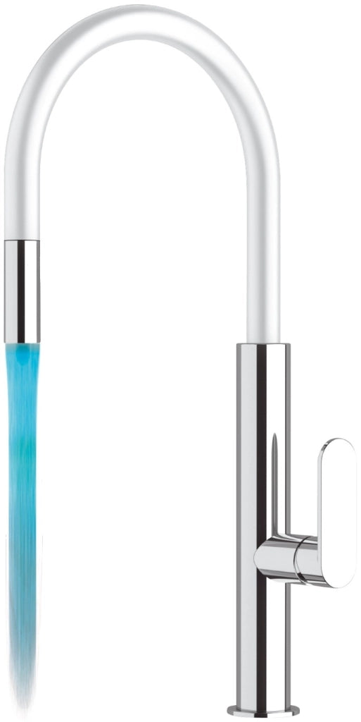 Rubinetto lavello canna bianca con dispositivo led - serie kitchen white spout colour