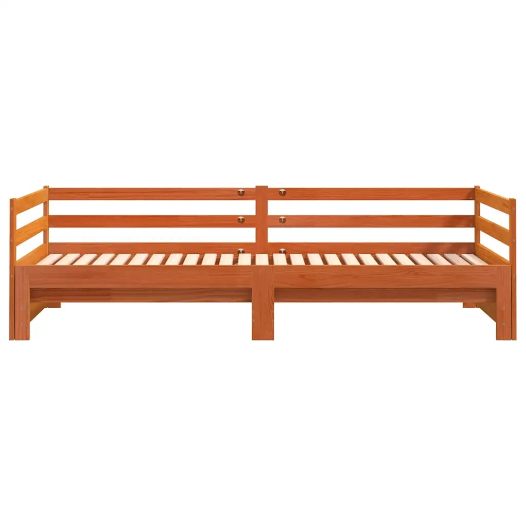 Divano con Letto Estraibile-Sofa Letto-Daybed Marrone Cera 90x200cm Massello Pino 420746