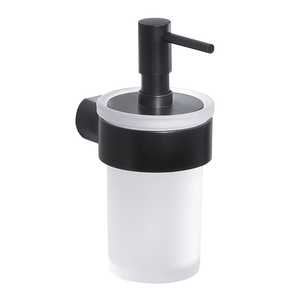 Dispenser dosasapone a muro Gedy in vetro satinato e ottone nero opaco | Pirenei