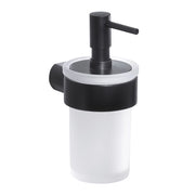 Dispenser dosasapone a muro Gedy in vetro satinato e ottone nero opaco | Pirenei