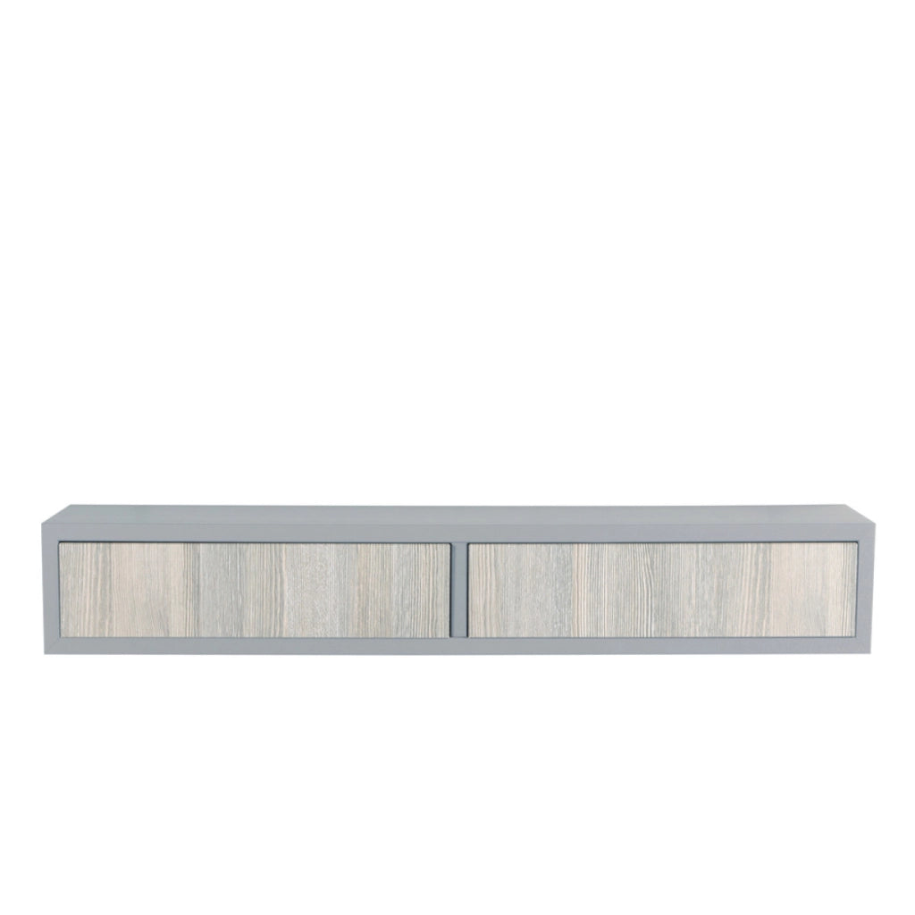 Mensola da Muro con 2 Cassetti Modello DOMINO, Comodino Sospeso, Mensola da Parete, 88.2x13.4 p20 cm. Finitura SASSO/R.GRIGIO - MADE IN ITALY