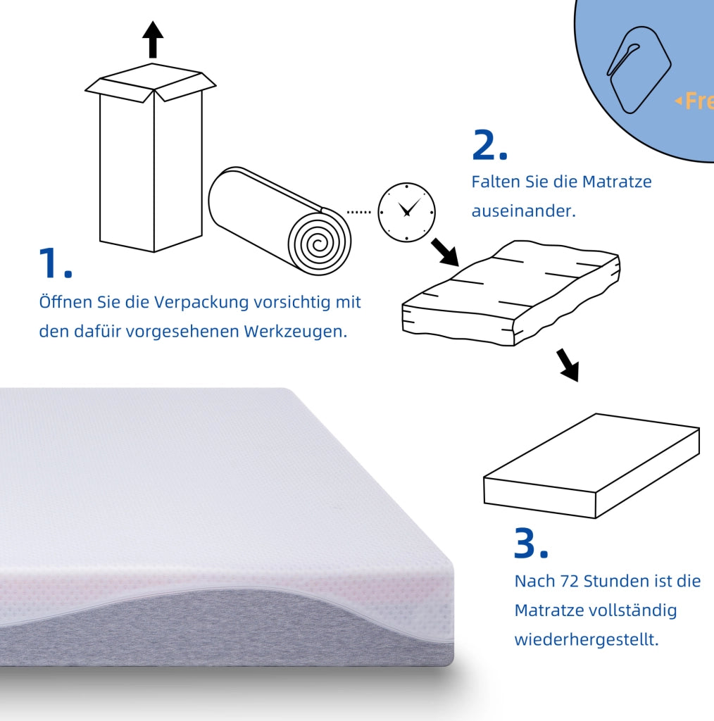 Materasso in schiuma reversibile H3/H4 con rivestimento sfoderabile bianco e grigio
