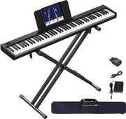 Pianoforte elettrico – 88 tasti semi-accialeggiati – pianoforte portatile – inclusa valigetta di trasporto, pedali e standaard – per principianti e avanzati - moderno
