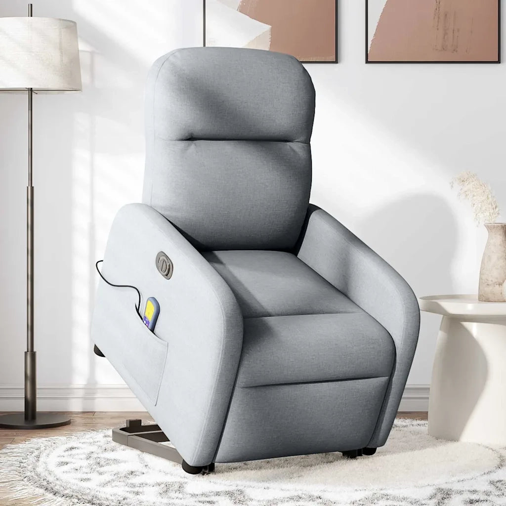 Poltrona Alzapersona Massaggi Elettrica Grigio Chiaro Tessuto 3303002