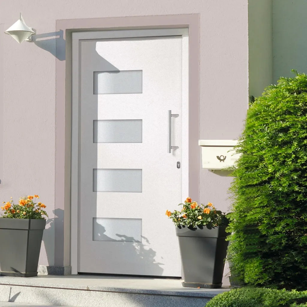 Porta d'Ingresso in Alluminio e PVC Bianco 110x210 cm 3056820