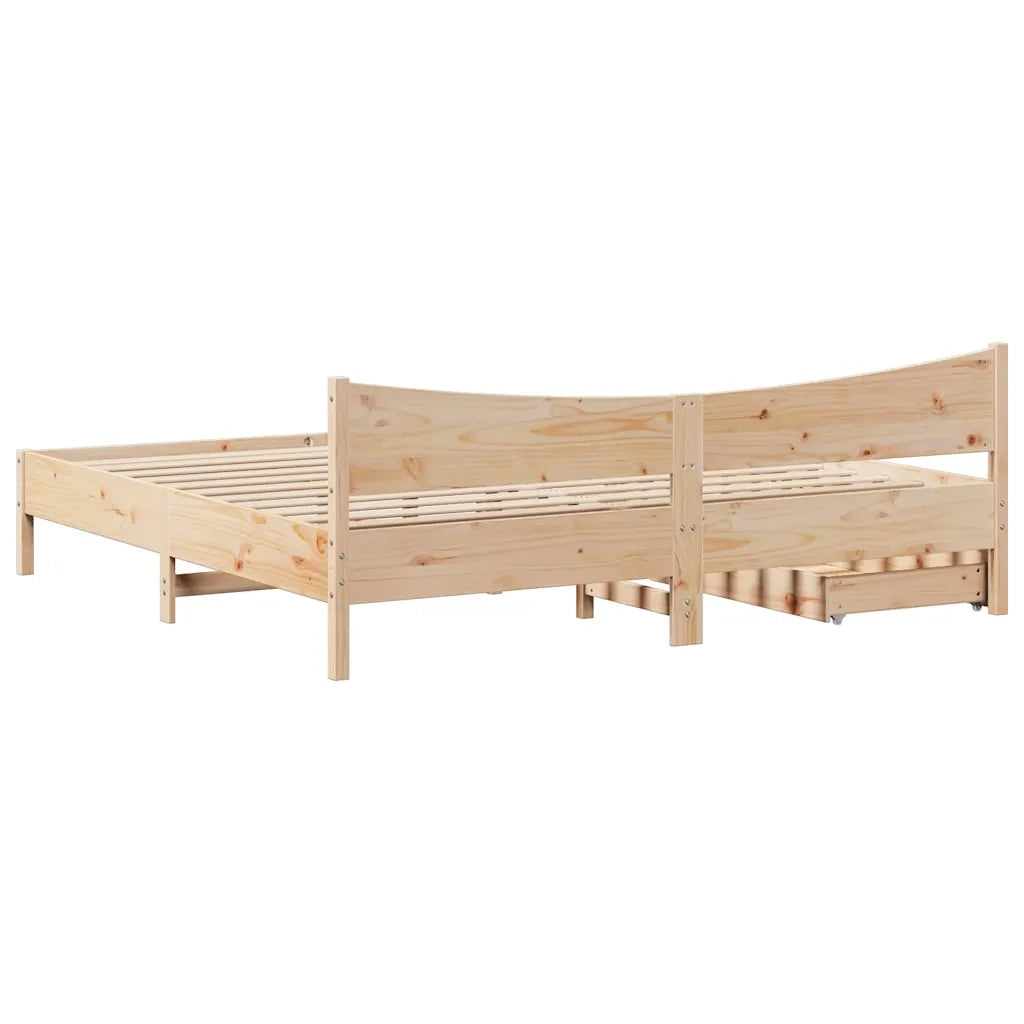 Giroletto con Cassetti 200x200 cm in Legno Massello di Pino 3301893