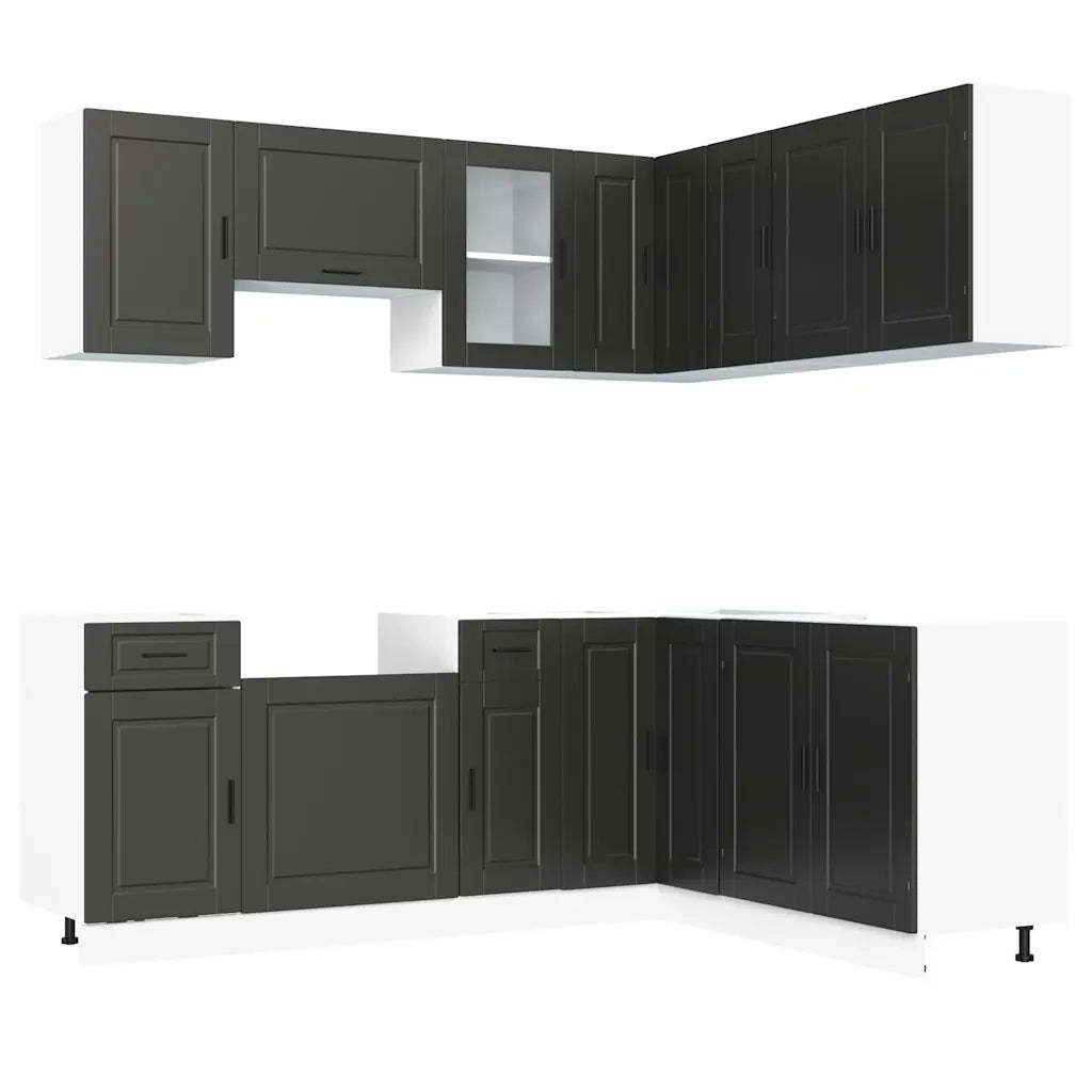 Set Mobili da Cucina 11 pz Porto Neri Legno Multistrato 3314962