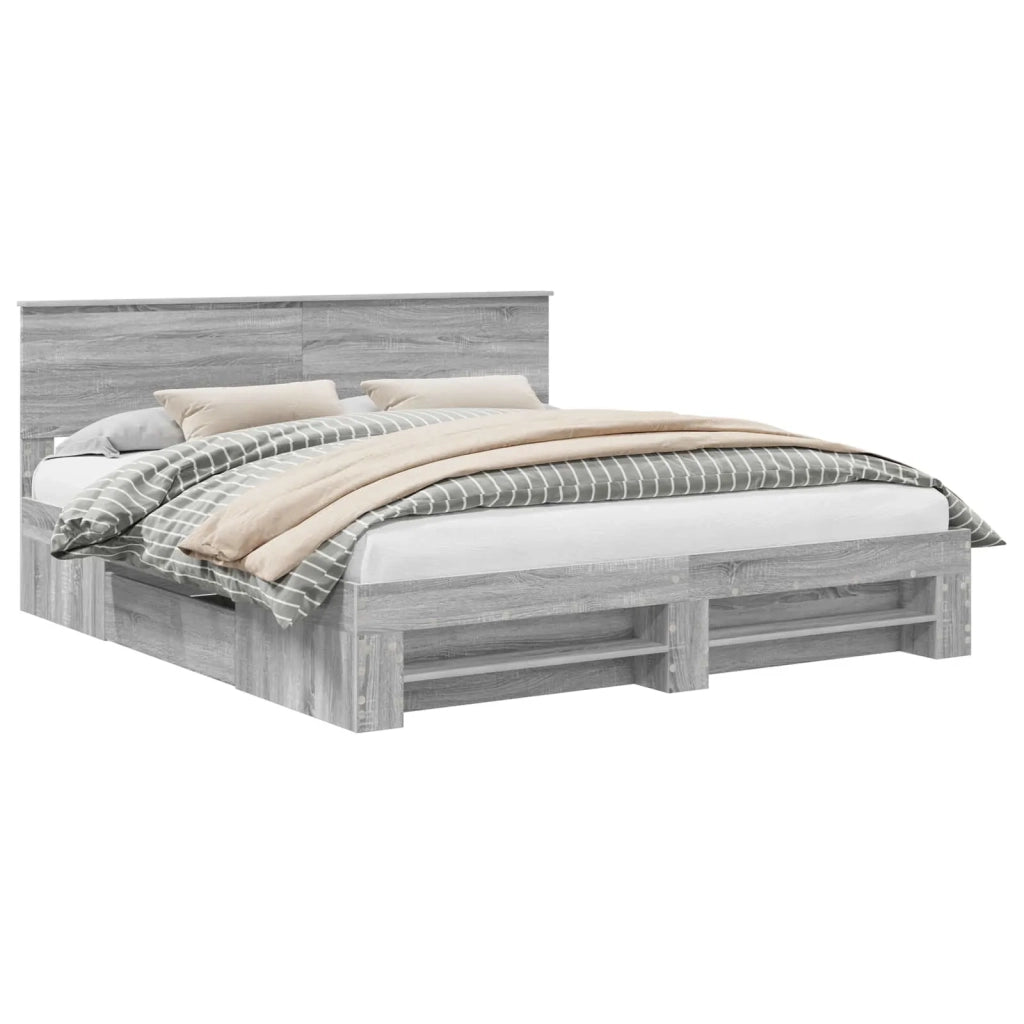 Struttura del letto con testiera Grigio Sonoma 180 x 200 cm 3408737