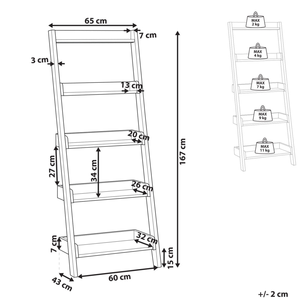 Libreria a scala 5 ripiani legno noce scaffale inclinato stile moderno contemporaneo