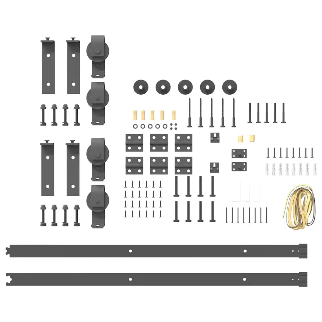 Kit di Binari per Porte Scorrevoli 200 cm Acciaio Nero CFW9513241