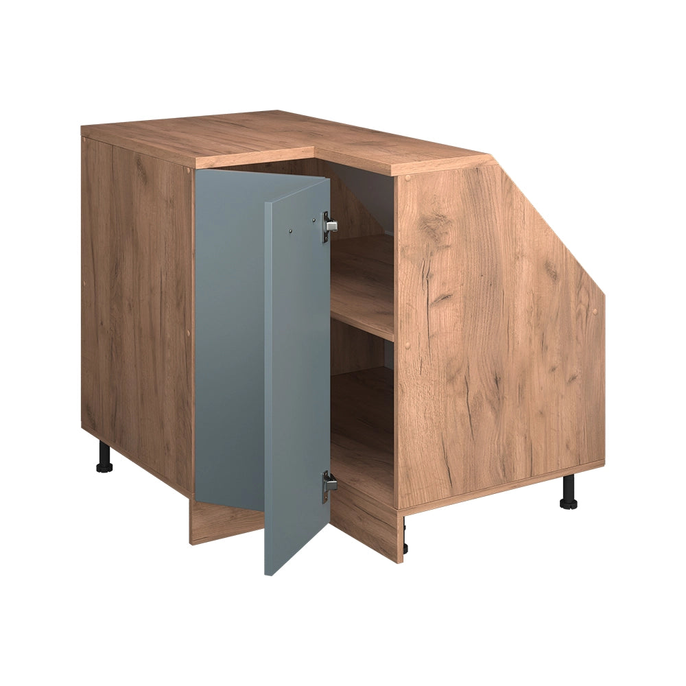 Mobile cucina angolare per sottotetto R-Line Grigio-blu/Rovere dorato 75.6 cm con 1 porta, carcassa dell’armadio profondità 60 cm Vicco