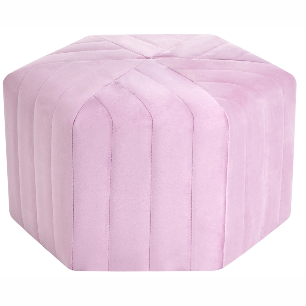 Pouf in velluto con rivestimento esagonale Violetto chiaro stile moderno Glamour