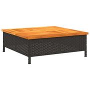 Tavolo da Giardino | Tavolino da esterno Nero 70x70x25cm in Rattan e Legno di Acacia