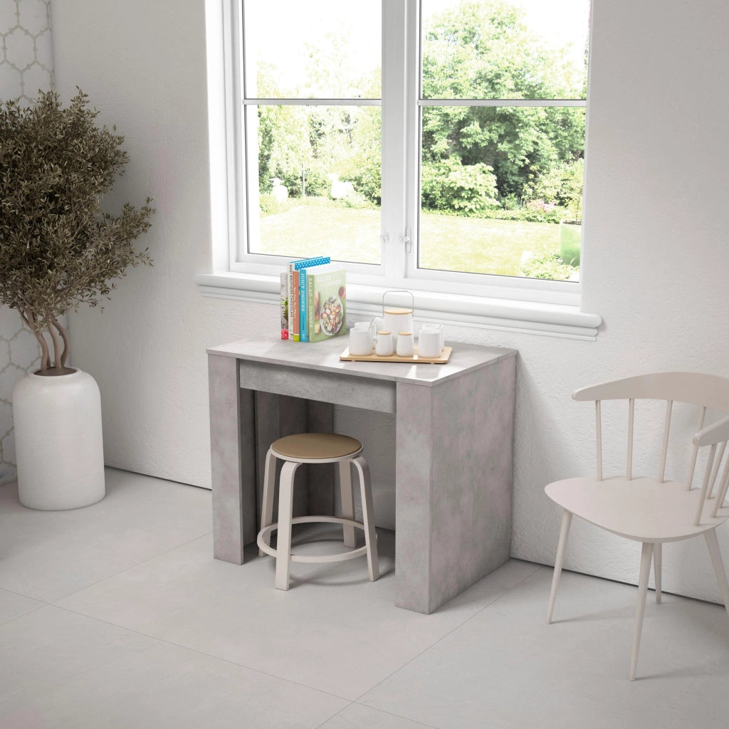 Consolle allungabile, 302x90x77cm, Per 14 persone, Tavolo da pranzo, grigio grigio cemento RF2636