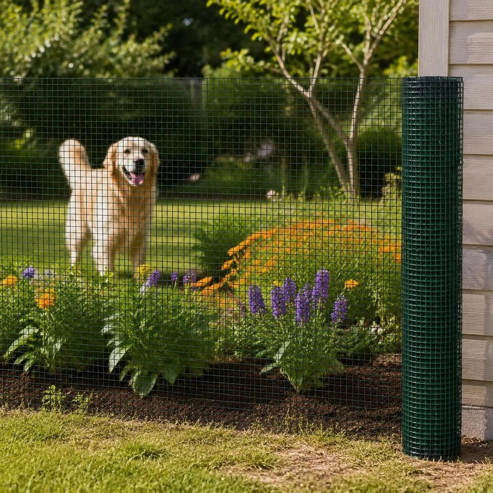Wire Fence For Chickens, Galvanized Steel, 1x25 M, Green