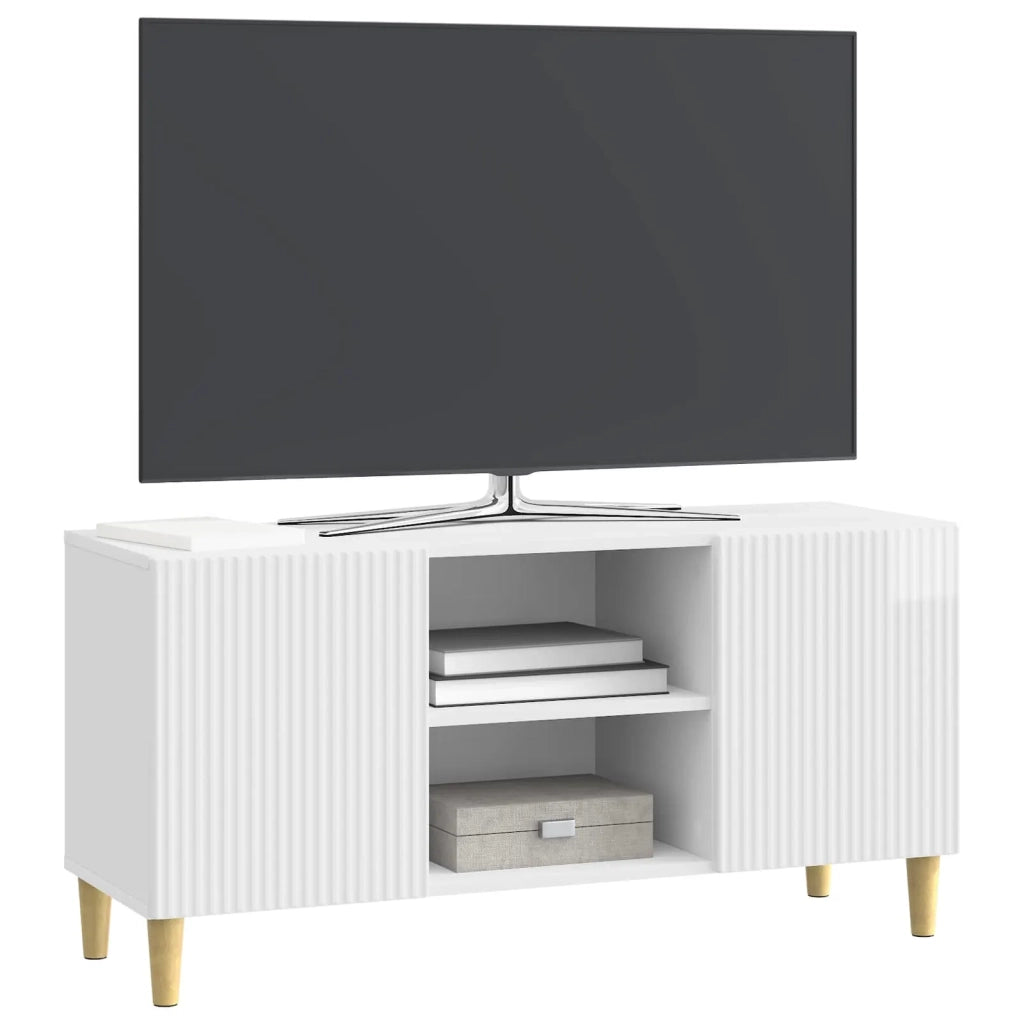 Mobile TV Bianco Lucido 102 x 34,5 x 50 cm Legno ingegnerizzato 894699