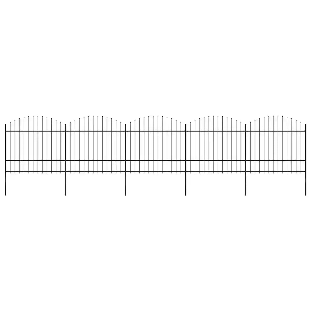 Recinzione da Giardino con Punta a Lancia in Acciaio 838x175 cm Nero 277743