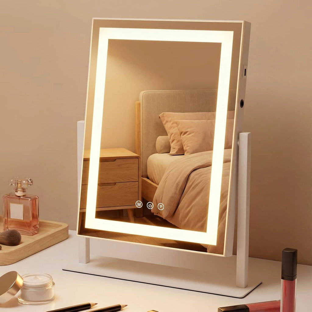ZMH Specchio per il trucco illuminato a LED 30x40cm 3 modalità di illuminazione regolabili con una semplice pressione
