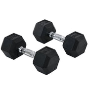 Manubri esagonali, set da 2, in ghisa, con impugnature zigrinate, set di manubri, pesi, in metallo e gomma, neri, 2 x 8 kg