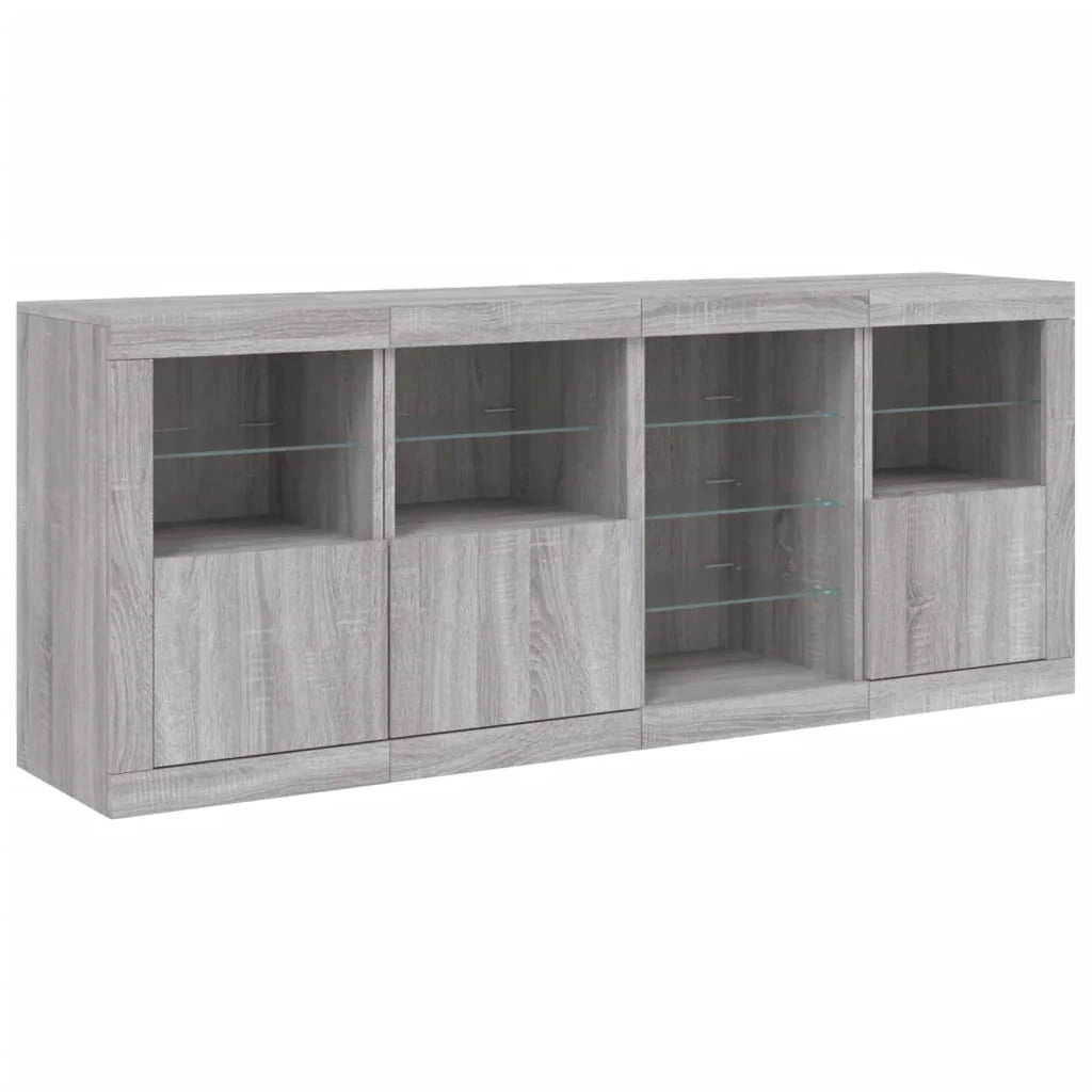 Buffet credenza cassettiera armadio mobile contenitore organizer per cucina soggiorno salotto con luci LED Sonoma 164 x 37 x 67 cm grigio 02_0030060