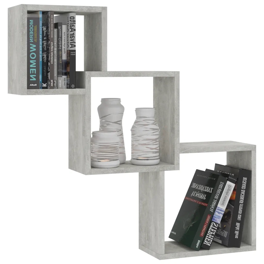 Mensole a Muro | Scaffale Parete | Ripiano a parete Cubiche Grigio Cemento 68x15x68cm Multistrato