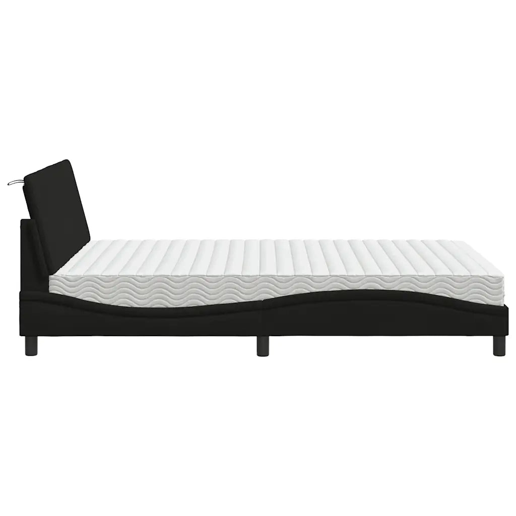 Letto con Materasso Hanko Nero 140x190 cm in Tessuto