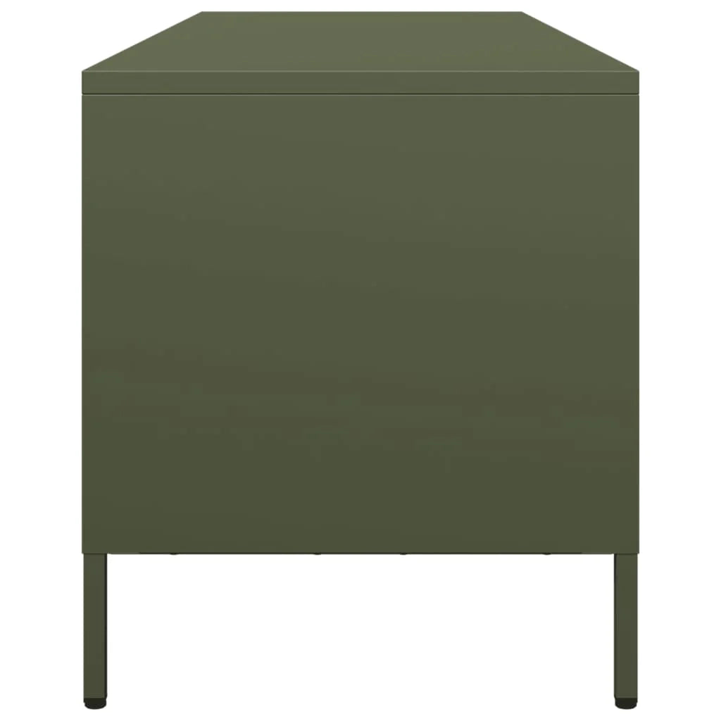 Mobile TV multimediale mensola TV credenza TV sala da pranzo soggiorno camera da letto verde oliva 135 x 39 x 43,5 cm acciaio laminato a freddo verde 02_0028258