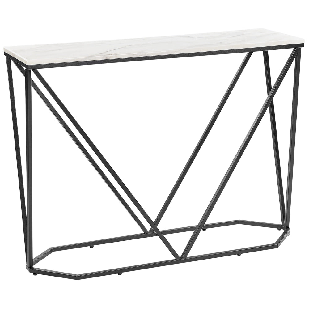 Tavolo consolle rettangolare in MDF e metallo effetto marmo bianco e nero stile moderno glam