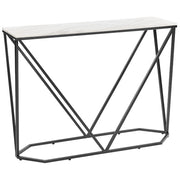 Tavolo consolle rettangolare in MDF e metallo effetto marmo bianco e nero stile moderno glam